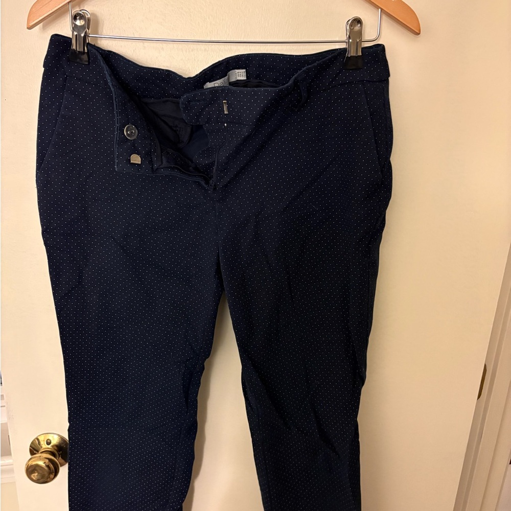 Navy Blue and White Dots Dress Pants Women’s Size 8